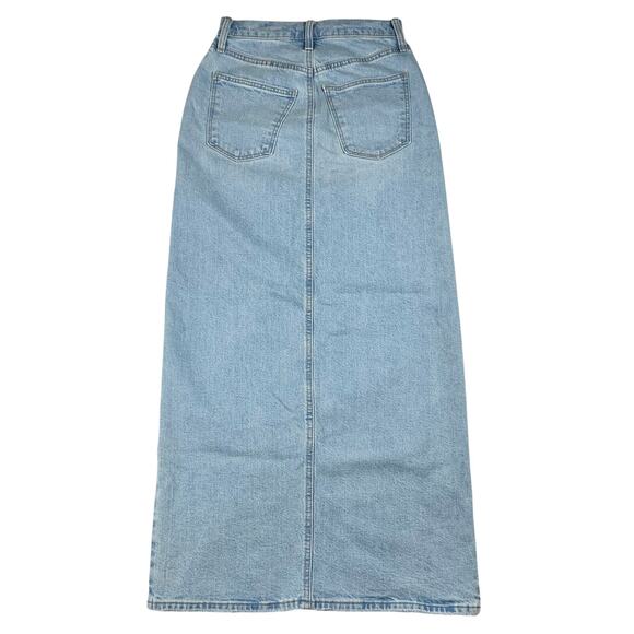 NWOT Universal Thread Denim Maxi Skirt sz 00 / 24" Waist Front Slit Light Wash - Picture 3 of 10